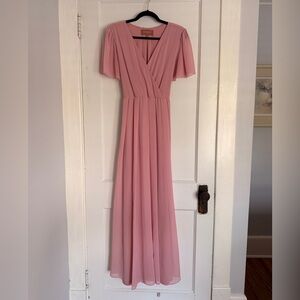 JessaKae Dusty Pink V-Neck Flutter Sleeve Maxi Dress